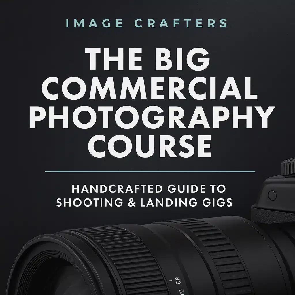 Cover image for Image Crafters – The Big Commercial Photography Course showing photography theme and professional training branding