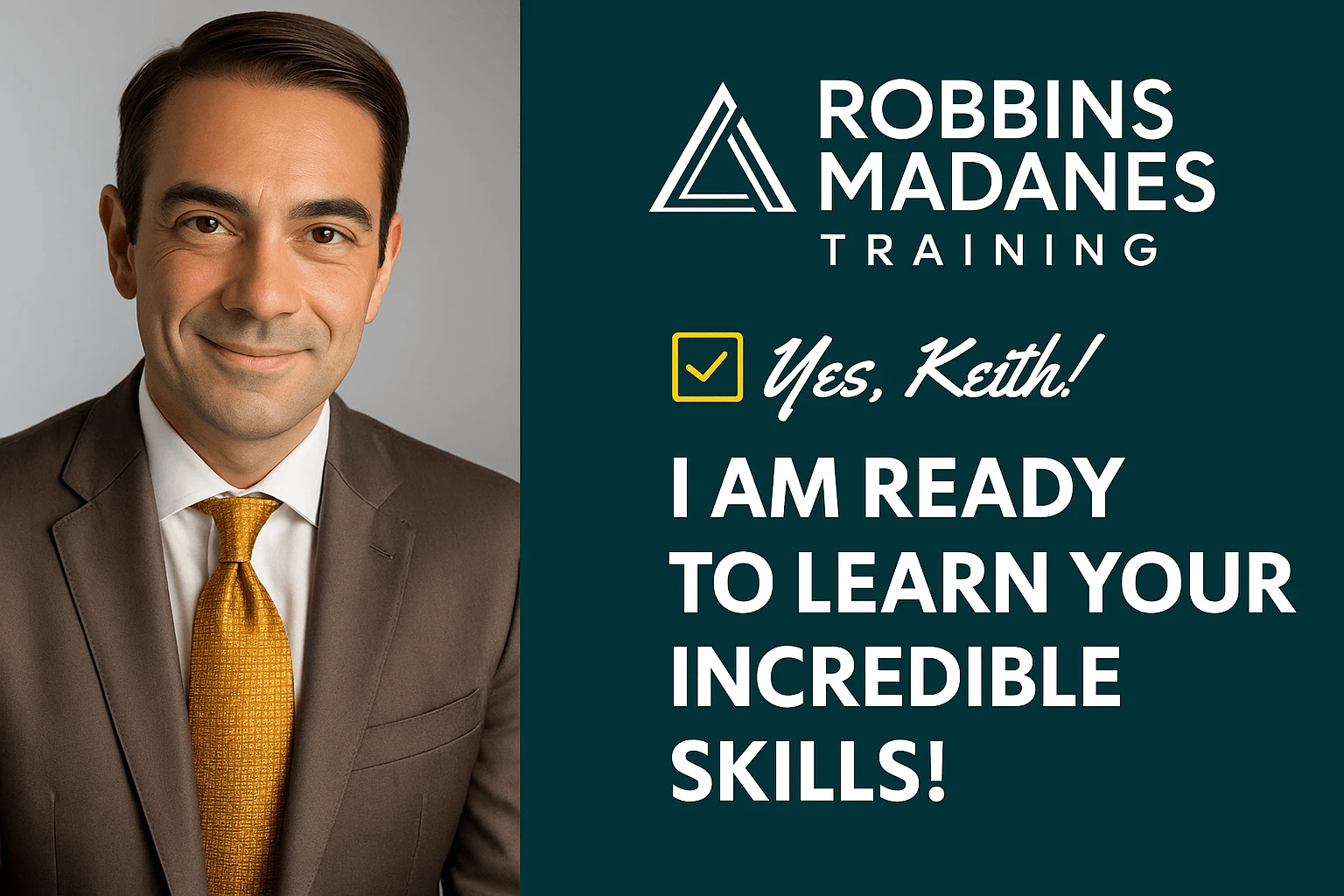Robbins Madanes Training – Executive Coaching 100 banner showcasing leadership training with professional coaching visuals.