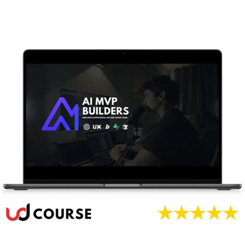 Laptop displaying AI MVP Builders course