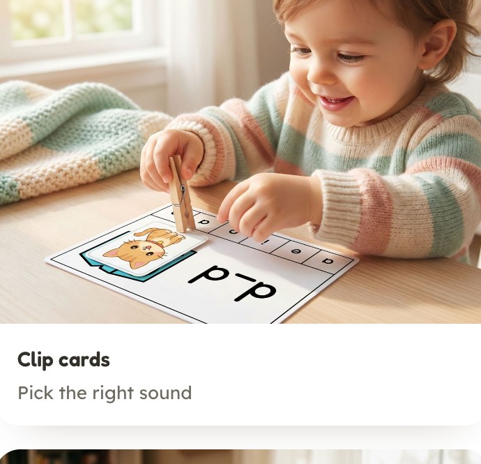 Child using clip cards
